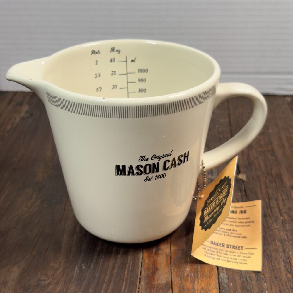 $54.67 Mason Cash Baker Street Ceramic 40 Fl Oz Measuring Jug in Cream NEW